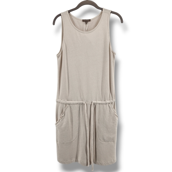 Lilla P Light Tan Sleeveless Cotton Tie Waist Dress Small New‎ - Picture 1 of 12